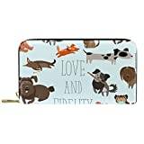 Animal Dog Love and Fidelity plånbok läder dragkedja lång handväska, flerfärgad, 20.5x2.5x11.5cm/8.07x1x4.53 in, Klassisk