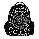 Ryggsäck för kvinnor och män, skolresor arbete ryggsäck svart vriden spiral, flerfärgad, 27.5x13x40cm, Ryggsäckar