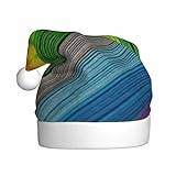 LAMAME Regnbåge färg rand tryckt julhatt juldekoration hatt neutral tomteluva