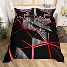 Diamant påslakan mjuk mikrofiber geometriska moderna sängkläder 3D med dragkedja påslakan 155 x 220 cm och 2 örngott, F6344