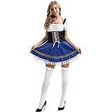 Jilibaba Oktoberfest Kostym kvinnor tysk öl flicka fin klänning bayersk outfit blå