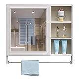 Medicinskåp, badrumsspegelskåp, väggspegel med hylla, toalett, spegelskåp i kolfiber, enkelt sminkförvaringsskåp med handdukshängare (färg: ljusgul, storlek: 58