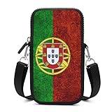 Vintage portugisisk flagga crossbody telefonväska axel mobiltelefon plånbok handväska mini telefon handväska med justerbar rem