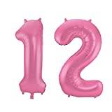 Folat 08748 – folieballong nummer 12 – matt rosa – ca 86 cm hög