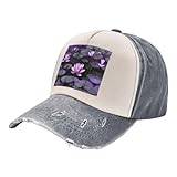 Lotus blomma lila tryck vintage hattar för män snapback-keps anpassad basebollkeps anpassad hatt, Grått, one size