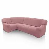 SOFASKINS Superelastiskt hörnsoffa, tvättbar, hög kvalitet, andas, bekvämt och hållbart, sofföverdrag till soffan, lätt att installera, mått (340–540 cm), färg pastellrosa
