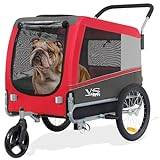 Tiggo Veelar Pets stor 2-i-1 hundcykelsläp och jogger upp till 35 kg hundvagn cykelvagn för hundar, medelstora och stora hundar 80205 01 (röd)