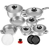 Cookware Set - Stainless Steel- 16Pcs- Metal Lid - Royalty Line