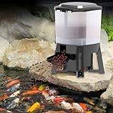 Elektrisk fiskmatsautomat, 6L solautomatisk fiskmatare med LCD-skärm och smart timer, 120° dispergerad utfodringsdesign, justerbart matningsavstånd och -längd, för 3-8 mm pelletsstorlek