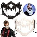 2 stycken halloweenmasker, cosplay masker ögonmask, halloween ansikte mask läskiga monster mask, halvmasker med elastiskt rep, svart vit skelett mask för halloween cosplay party maskerad