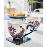 Set Of 2 Perfect Peacock Footed Mugs