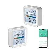 Smart WiFi Termometer Hygrometer, Tuya Digital Temperatur Fuktighet App Kontroll Bakgrundsbelysning, Trådlös Inomhus Temperaturmonitor För Hem Husdjur Sovrum Kompatibel Alexa (2 Pack)