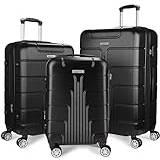 Brubaker Miami hård resväska - expanderbar vagn med kombinationslås, 4 hjul komfort och bärhandtag - hård ABS-resväska, Svart, Set di valigie, Resväskeset