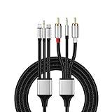 RCA-kabel, uttag 3,5 mm/IOS-phone/USB C till RCA-kabelledning, stereo phono aux-adapter kompatibel med iPhone/Samsung Galaxy för TV, förstärkare HiFi, DJ-högtalare, hemmabio, 2 m
