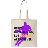 Functon+ Heroes Come And Go, But Legends Are Forever Black Mamba Tribute Design Canvas Tote Bag Natural, Beige färg
