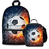chaqlin Flamma fotboll fotboll canvas ryggsäck set grundskolestudenter skola laptop väska+utomhus picknick kylare varm lunch tygpåse + dragkedja stängning