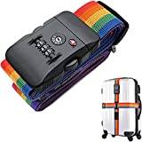 KKNE Luggage Strap - Luggage Strap with 3-Digit Code and TSA Lock, 200 cm Luggage Strap, Adjustable Luggage Strap for Luggage Security During Travel, Multifärg, flerfärgad, mode