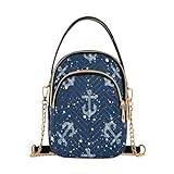 Mnsruu Anchors Waves Navy Blue Crossbody Handväskor för kvinnor vardaglig kedja handväska läder axelväskor för damer, flerfärgad, En storlek