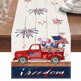 SHEIN 1PC Buffalo Plaid Truck Freedom 4th Of July Memorial Day Table Runner, Independence Day Holiday Kitchen Dining Table Decor For Indoor Outdoor Home Pa