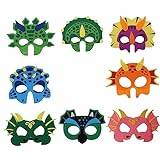 KJHBV 8 St Dinosaurie Mask Festmasker Make up Party Mask Kid Filt Mask Födelsedag Kostymer Mask Utklädd Festmask Parti Halv Ansiktsskydd Halloween Cosplay Munskydd Känt Barn