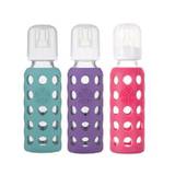Lifefactory Glass with 9-ounce silicone baby bottles - kale, raspberry, purple