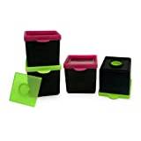 Yoko Design Topbox 1227 förvaringsbox multianvändning 7,5 x 7,5 x 7 cm silikon/platina grön/fuchsia/svart