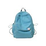 Medium ryggsäck väskor ren färg enkel fritid ryggsäck campus ryggsäck extern ram vandringsryggsäckar, Himmelsblått, en storlek