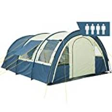 CampFeuer tunneltält för 4 personer ”Multi” | Tunneltält med markis | vindtätt, vattentätt, ultralätt | Campingtält med myggnät | Tält för camping, strand och vandring, inkl. pinnar och väska (blå/sand)