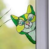 Funny Cat Decor - Peeping Cat, Funny Window Corner Decor, Funny fönsterhörndekor i målat glas, Cat Sticker, Lovely Unique Cat Suncatcher (Color : B)