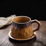Retro keramiska kaffekoppar och fat uppsättning med kreativa koppar japansk grov keramik mugg hemkonst muggar (G)