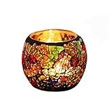 Mosaikglas värmeljus kandelaber ljushållare, dekorativa färgade romantiska votiv värmeljushållare, handgjorda ljusstakehållare bordsuppsatser för meditation, dejting, fest