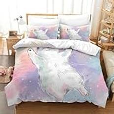 MEFESE Akvarell söt kattunge 3D-tryck sängkläder set duntäcke för flickor pojkar sovrum, 3 st dekorpåslakanset med örngott, hotellklass medel-till avancerad kvalitet super kung (260 x 220 cm)