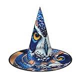 ELFcat 3 st häxhattar för kvinnor, halloween häxor hattar för dekor trollkarlshatt, maskerad cosplay kostym, blå uggla
