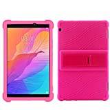 SsHhUu Huawei MediaPad T3 10 9.6 fodral, heltäckande skyddsfodral mjukt flexibelt chock gummiskal absorberande stativskydd för Huawei MediaPad T3 10 9,6 tum, rosa