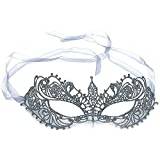 Jilibaba Spets maskerad masker dam mask spel venetiansk ansiktsmask karneval maskerad för halloween jul fest spets silver 1-7,5 x 22,5 cm