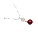 Pearls for Girls. Halsband silverpläterat med röd kula, längd 45 cm