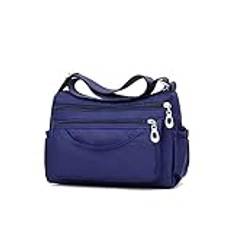SKINII Women's Tote Handbags， Oxford Women Crossbody Bag Travel Shoulder Bag Casual Handväska Solid Zipper Messenger Bag för (Color : Blue)