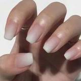 SHEIN 24pcs Short Square Shaped High-End Nude-Pink To Milk-White Ombre Matte Press-On Nails With 1 Nail Buffer And 1 Jelly Glue