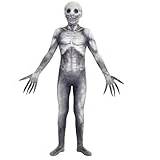 Lzrong Halloween skelett jumpsuit cosplay zombie skräck trädrot man cosplay barn till vuxna storlekar föräldrar barn fest kostymer
