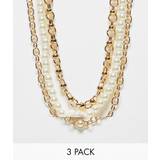 Icon Brand – Seasonal – Guldiga halsband med pärlor, 3-pack - No Size