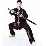 Unisex Tai Chi Uniform Kläder Kinesisk Traditionell Bomull Siden Stretch Kampsport Tai Chi Dräkter Kung Fu Dräkt Taekwondo Träningskläder (Brun XXL)