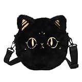 SOBW Kvinnor Black Cat Crossbody-väska Casual Furry Axelväska Mångsidig Fluffy Satchel Bag Justerbar rem Höst Vinter Flickväska