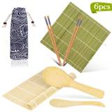 SHEIN 6pcs Sushi Making Tool Set, Japanese Style Sushi Maker Kit, Sushi Maker, Rice Ball Mold Set, Sushi Mat, Sushi Rolling Mat, DIY Kitchen Tools (Green &