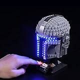 cooldac Ljussats för Lego Star Wars 75328 Mandalorian hjälm, LED-belysningsset kompatibel med Lego 75328, version med IR-styrning (Obs: Paket utan byggsten, endast ljussats)