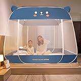Myggnät, hopfällbart myggnät, Pop-up myggnät for sänghimmel myggbett Vikbar design med nätbotten, insektsskärm for hemsäng Campingresor, rosa, 1,8 * 2M (Color : Blue, Size : 2.0 * 2M)