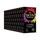 SKYN 5 Senses kondomer 50 stycken/Skynfeel latexfria kondomer för män med noppor och smak, känslomässig delikat, vågtextur, daiquiri-arom, värmande gel, kylande mentolgel