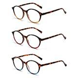 JM 3-pack vintage runda läsglasögon fjädergångjärn glasögon för läsare män kvinnor +0.5 3 Pack Mix Color