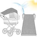 Universellt solskydd för barnvagn och liggdel, solsegel för vagn med UV-skydd 50+, solskydd, mörkläggningsgardin för parasoll (grå)