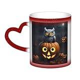 DURAGS Halloween Owl Ghost Pumpkin 1 st färgskiftande värmekänslig keramisk mugg - för kaffe och te, perfekt nyhet Mark Cup