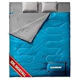 Canway dubbel sovsäck med temperatur 5–25 grader, 160 x 230 cm, plats för två stora personer, XXL, lätt, liten förpackning, minskar campingvikt och njuter av campingtid